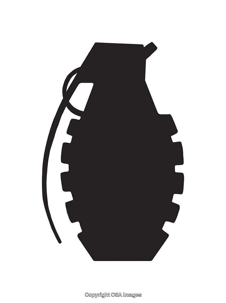 Black and White Silhouette of a Hand Grenade