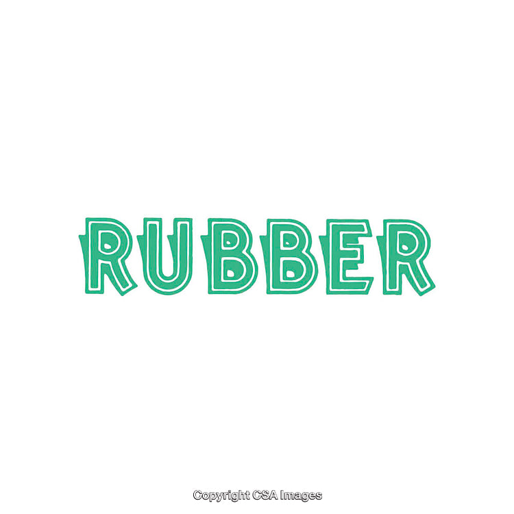 Bold Green Text Reading 'Rubber' in Creative Block Typeface