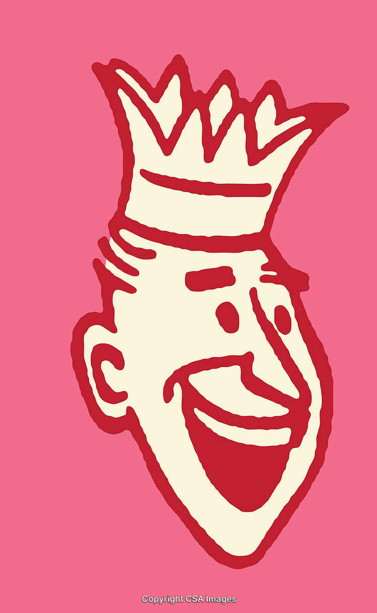 Colorful Cartoon Illustration of a Smiling Character with a Crown