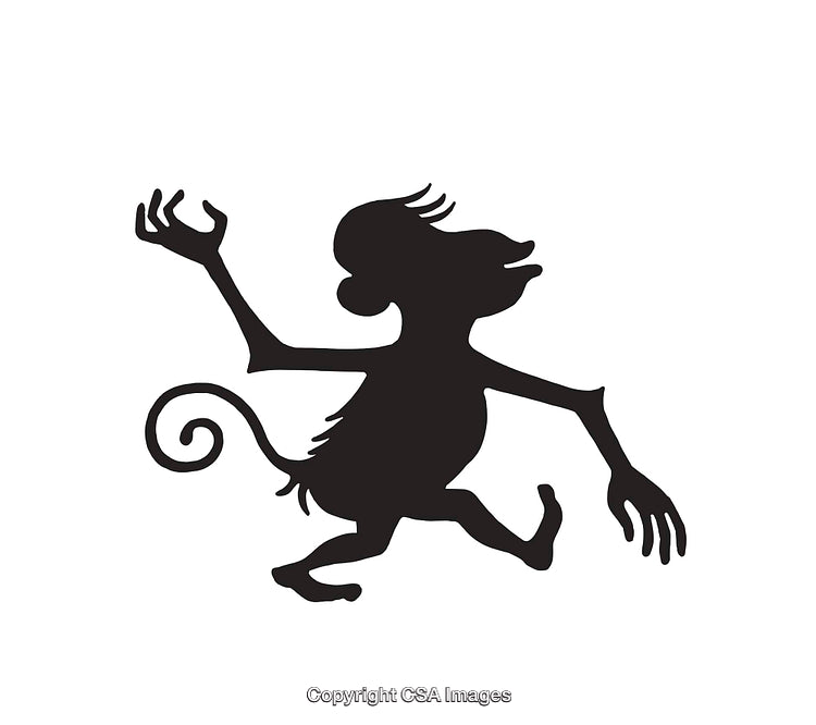 Playful Monkey Silhouette in Black and White