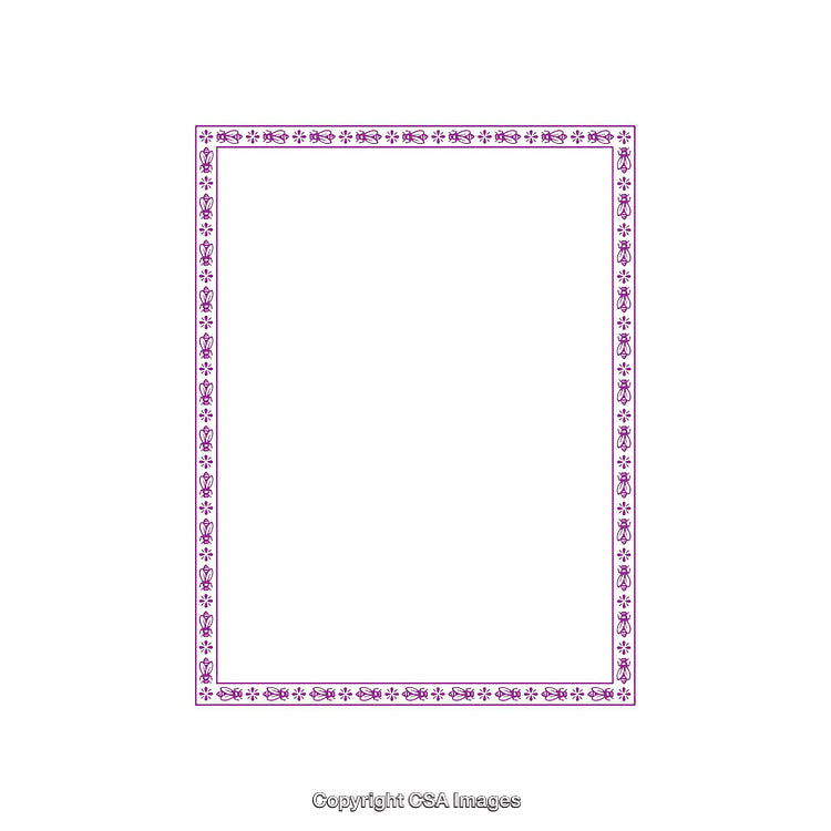 Purple Ornamental Border With Decorative Motif on White Background