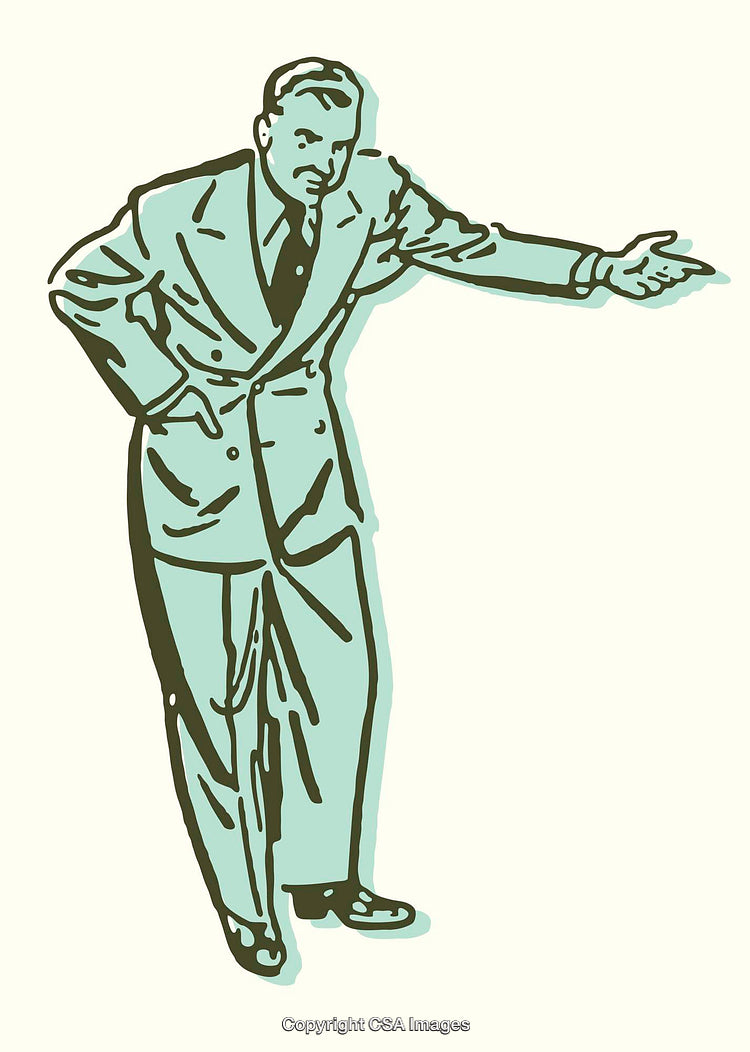 Illustration of a Man Gesturing in a Retro Style Drawing