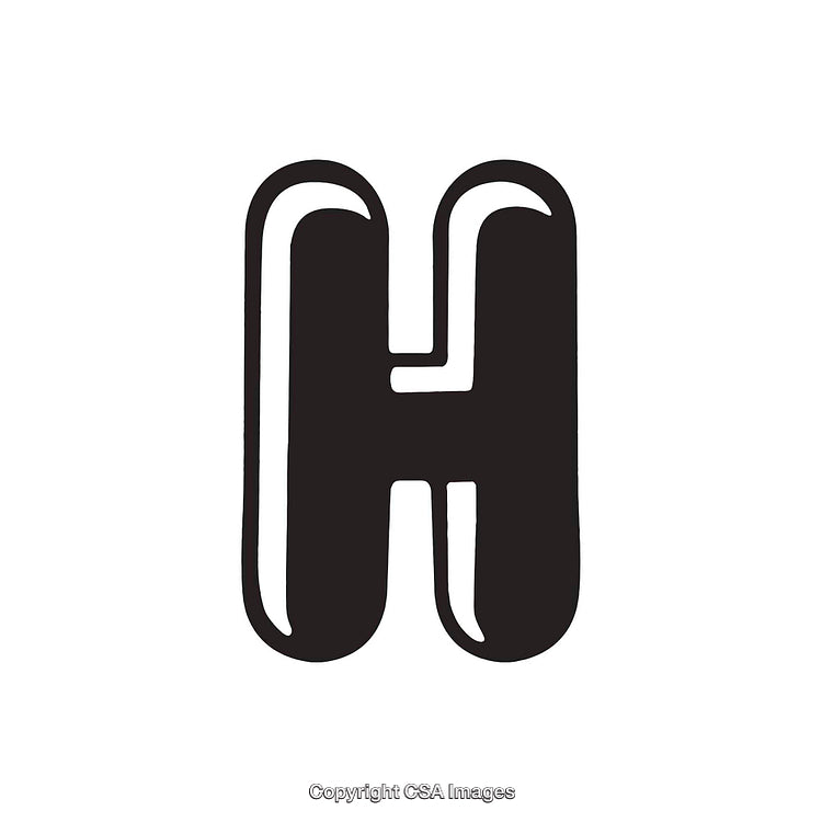 Stylized Black and White Letter H Design Illustration
