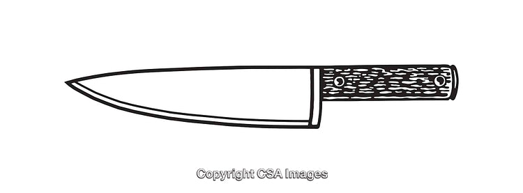 Black and White Line Art Illustration of a Kitchen Knife