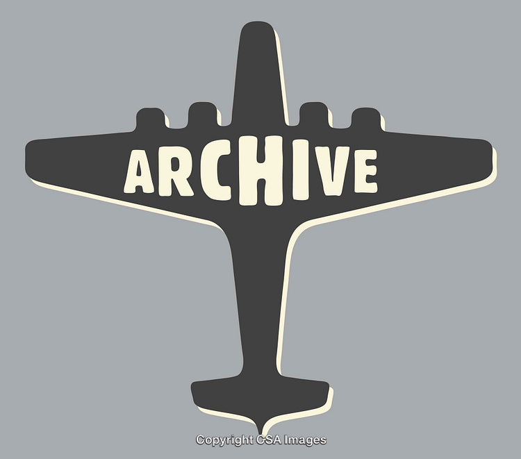 Retro Airplane Illustration with Archive Typography in Artistic Design