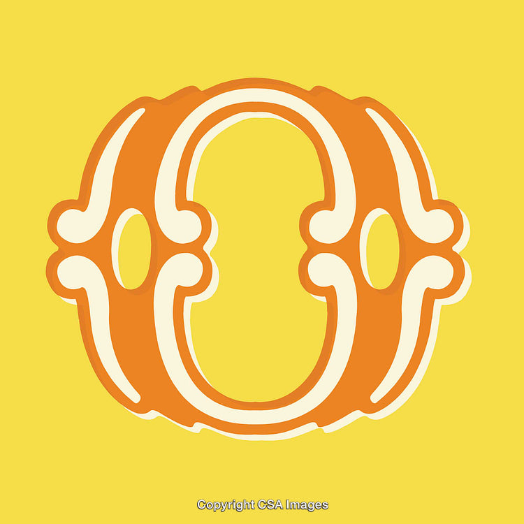 Ornate Letter O Featuring Bold Yellow and Orange Design