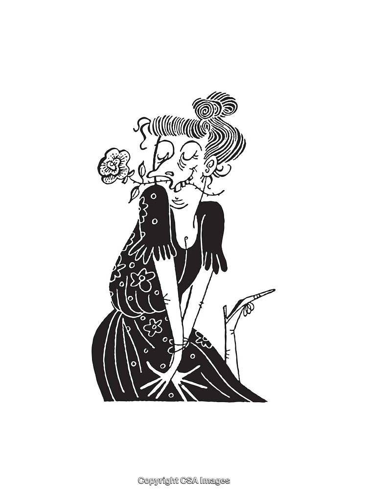 Elegant Line Art Illustration of a Lady with a Flower