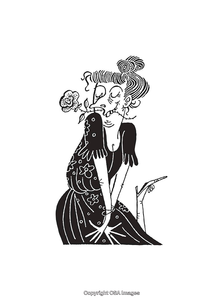 Elegant Line Art Illustration of a Lady with a Flower