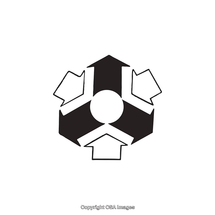 Black and White Dingbat with Arrow Shapes and Circular Center