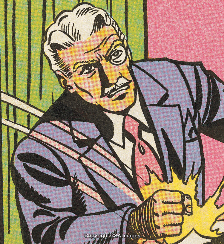 Retro Comic Style Illustration of a Serious Gentleman in a Dynamic Pose
