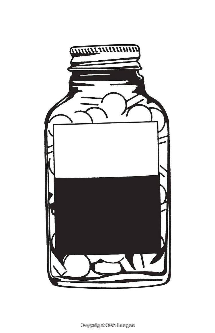 Black and White Line Art of Jar with Contents