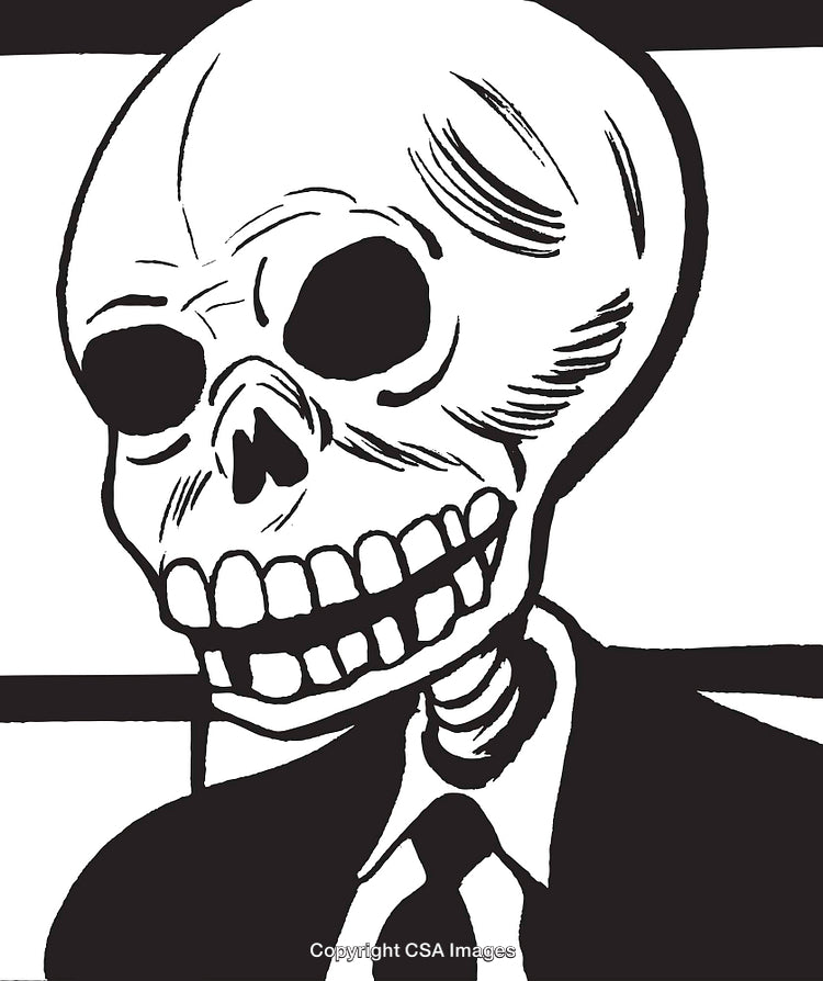 Stylized Skeleton in Formal Attire Representing Mortality and Elegance