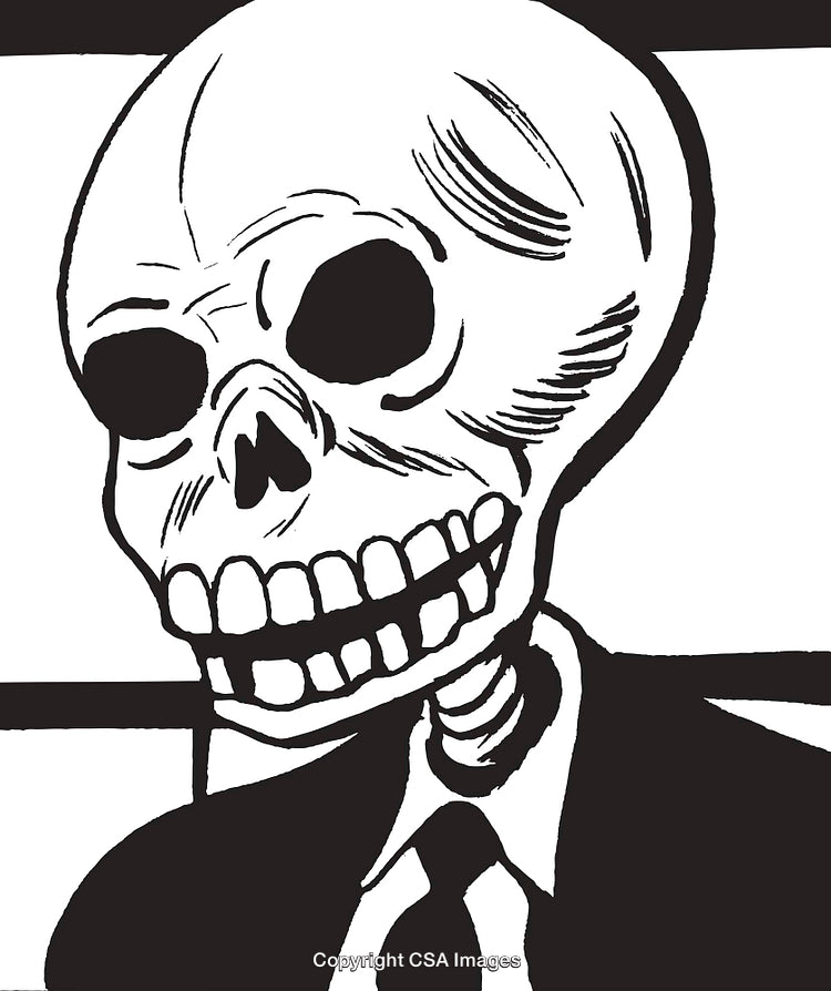 Stylized Skeleton in Formal Attire Representing Mortality and Elegance