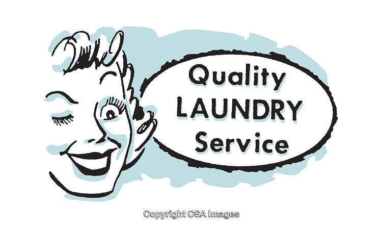 Retro Illustration Advertising Quality Laundry Service with Winking Character
