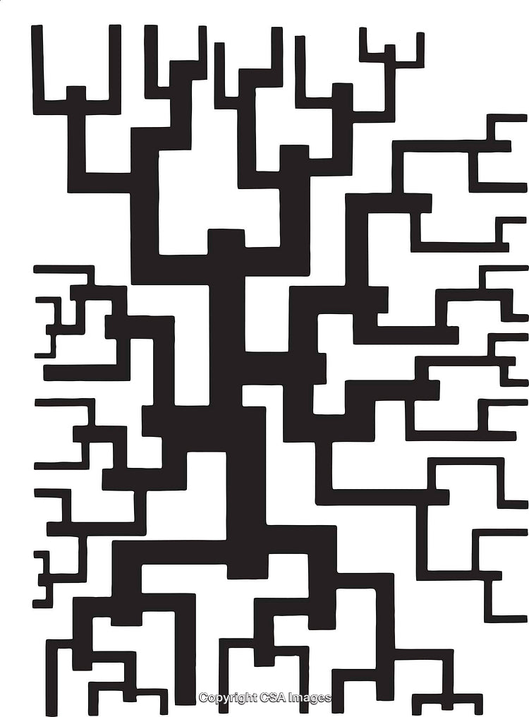 Abstract Black and White Geometric Design with Branching Patterns