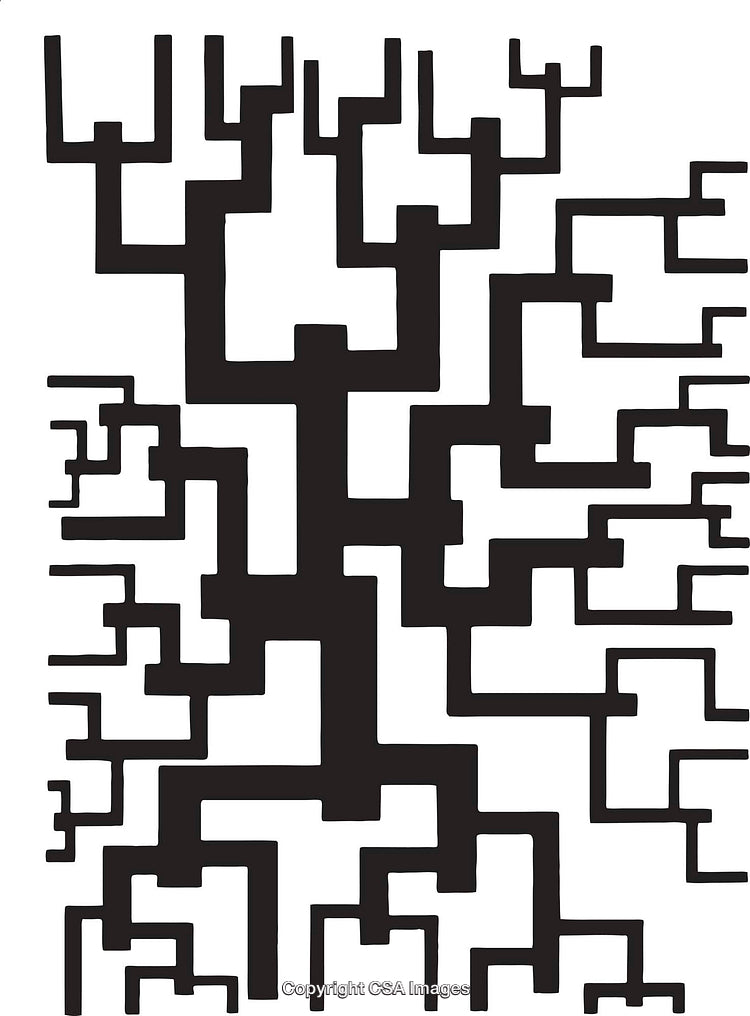 Abstract Black and White Geometric Design with Branching Patterns