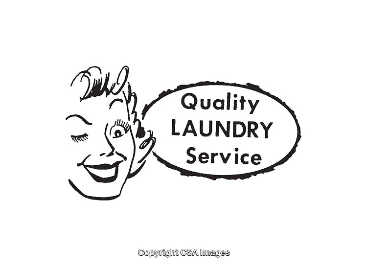 Retro Style Black and White Quality Laundry Service Logo Design