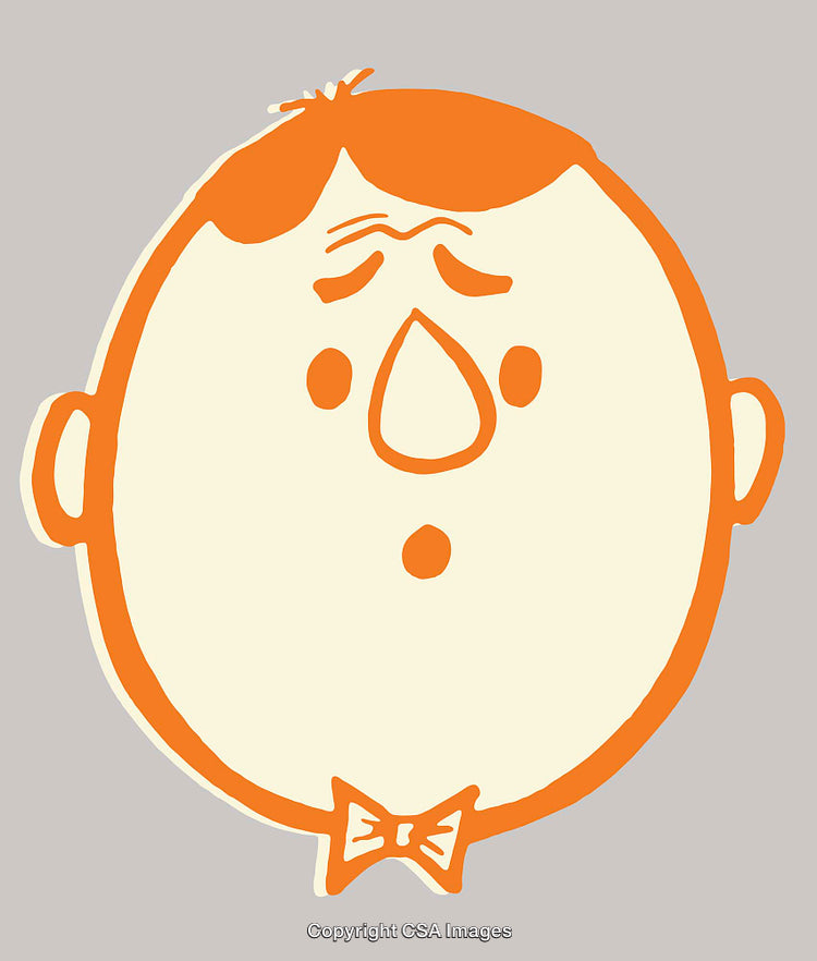 Cute Line Art Illustration of Quirky Cartoon Face on Light Background
