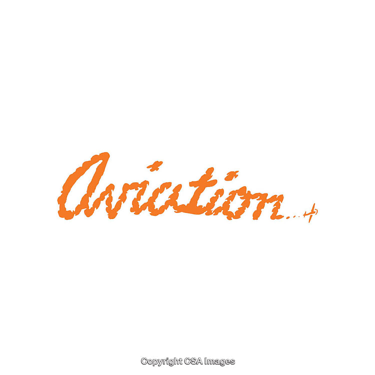 Orange Handwritten Style Word 'Aviation' on White Background