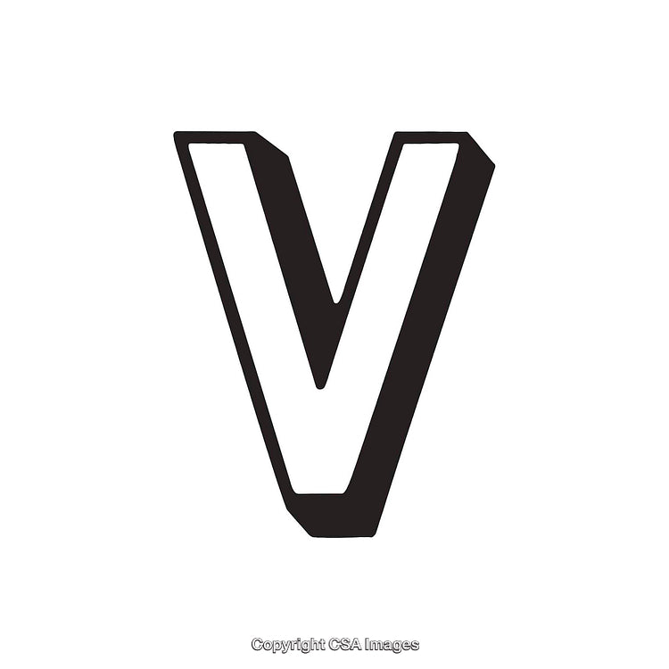 Bold Black Letter V With Minimalistic Design on White Background