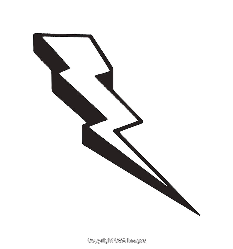 Black and White Lightning Bolt Icon Illustration on White Background