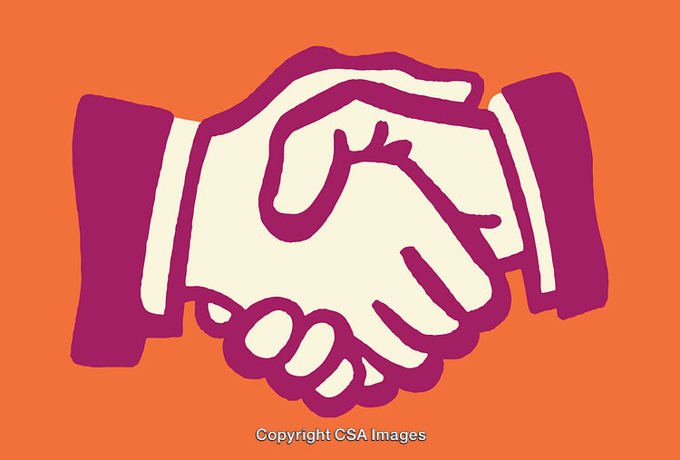 Colorful Illustration of a Handshake Symbolizing Agreement and Partnership