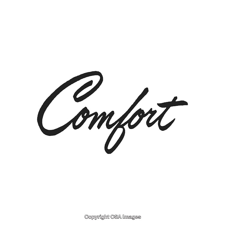 Black Calligraphic Comfort Typography on White Background for Design Projects