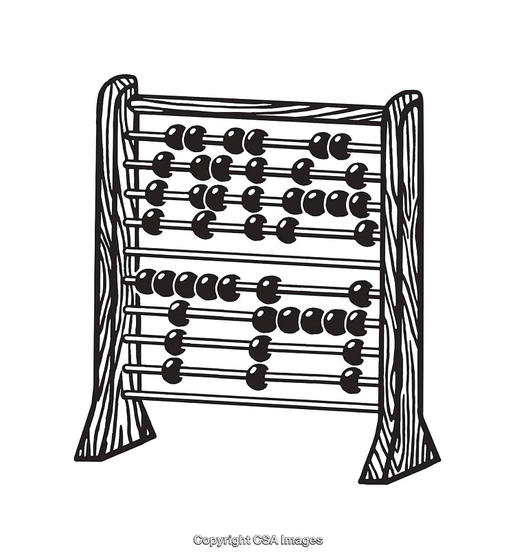 Classic Line Art Illustration of a Wooden Abacus for Counting
