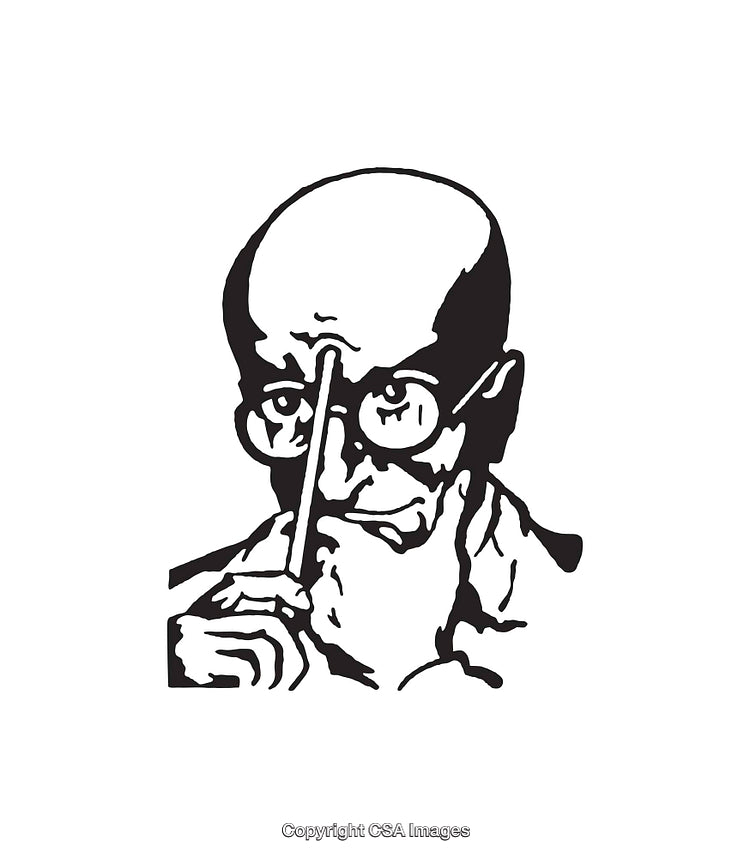 Minimalist Black and White Line Art Illustration of a Thoughtful Individual