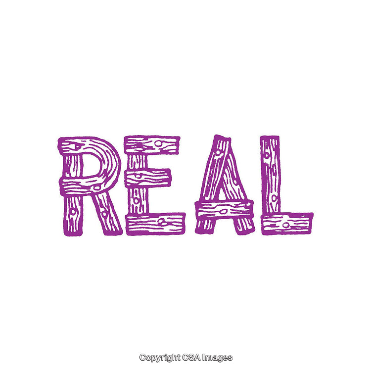 Purple Textured Typography Design Featuring the Word REAL in Bold Font