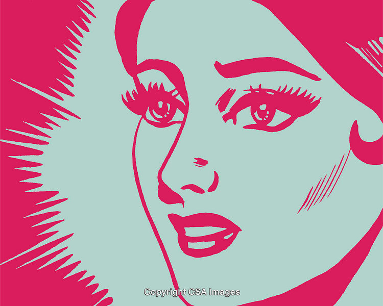 Pop Art Inspired Portrait of a Woman in Vibrant Bold Colors