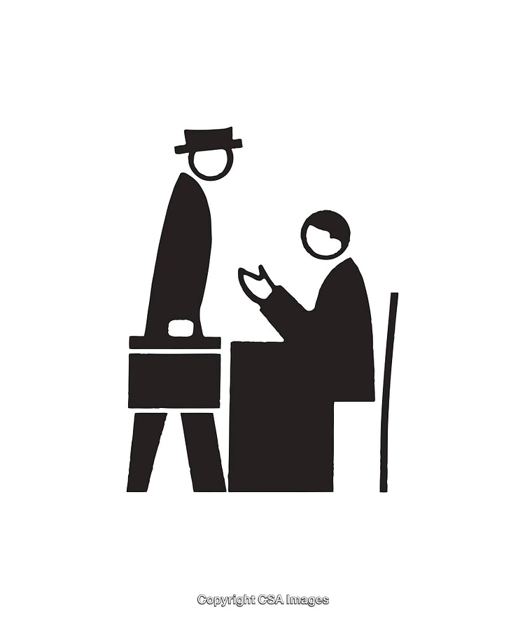 Minimalistic Illustration of an Office Meeting with Simple Black Shapes