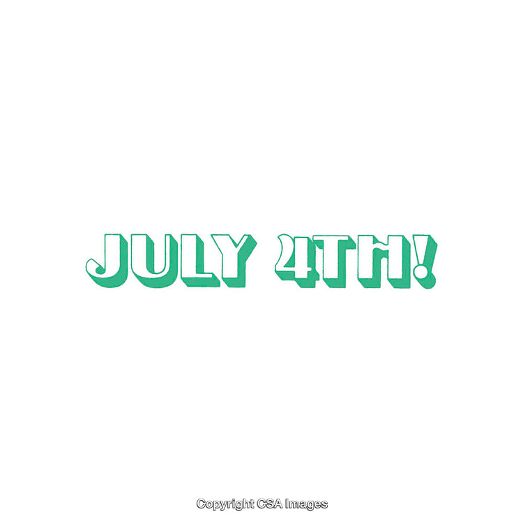 Graphic Design Highlighting July 4th in Bold Green Lettering
