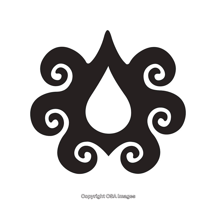 Abstract Black and White Symbol With Central Droplet Motif