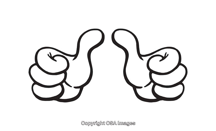 Black And White Line Art of Two Thumbs Up Illustration