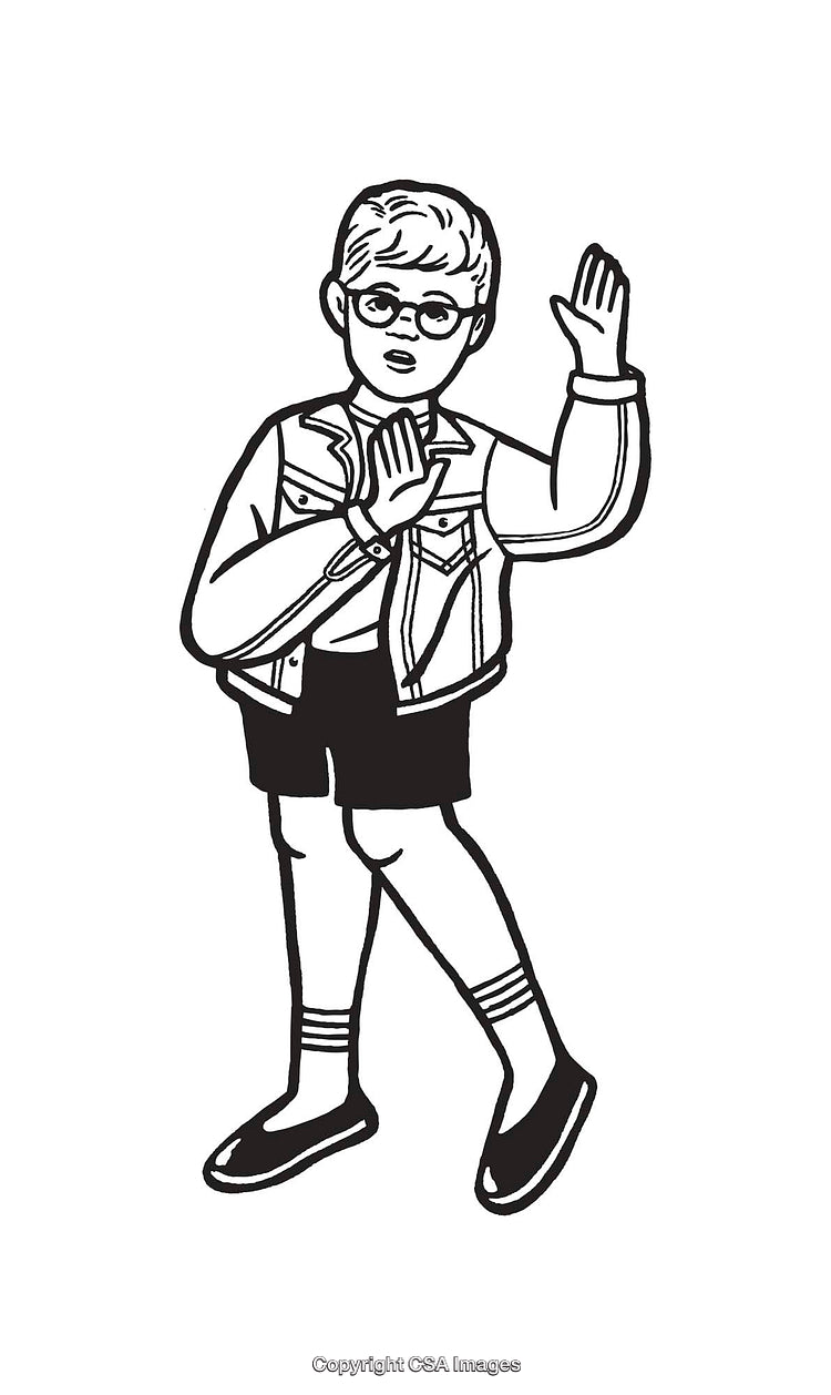 Black and White Line Art of a Stylish Child Dancing