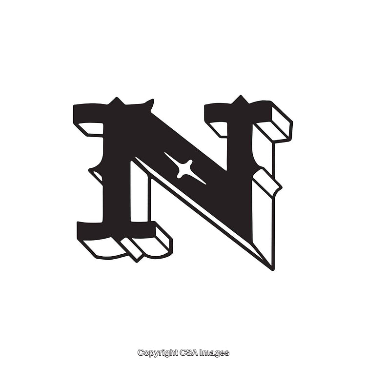 Black Letter N in Gothic Font Style with Bold Geometric Features