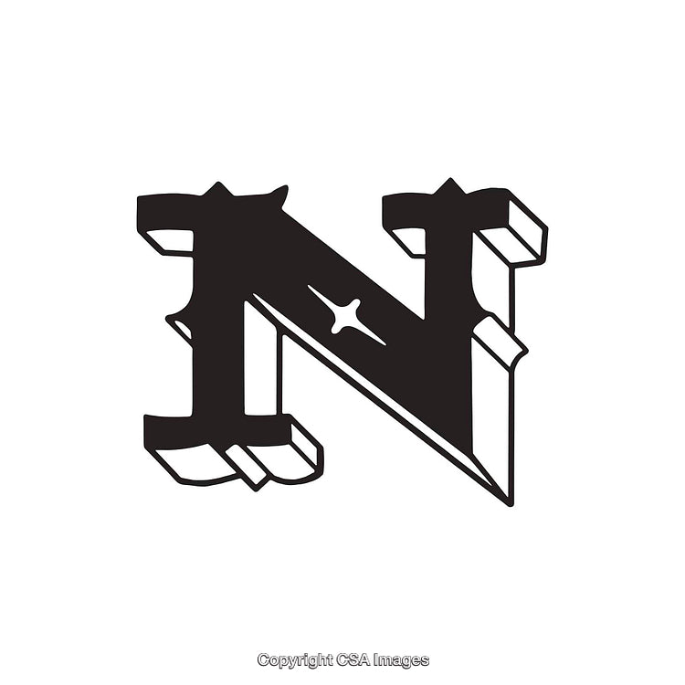 Black Letter N in Gothic Font Style with Bold Geometric Features