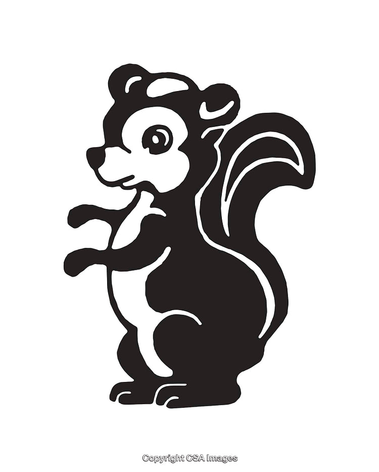 Black and White Cartoon Illustration of a Vibrant Skunk Character