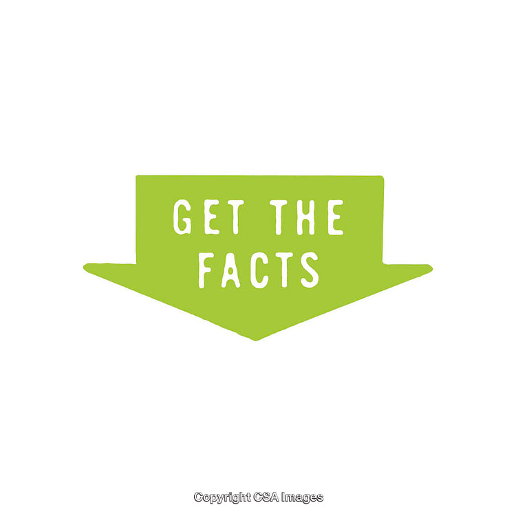 Green Text Graphic Displaying the Phrase "Get the Facts" in Bold Font