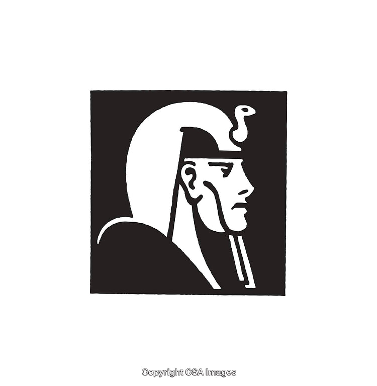 Black and White Egyptian Pharaoh Profile Illustration in Minimalist Design