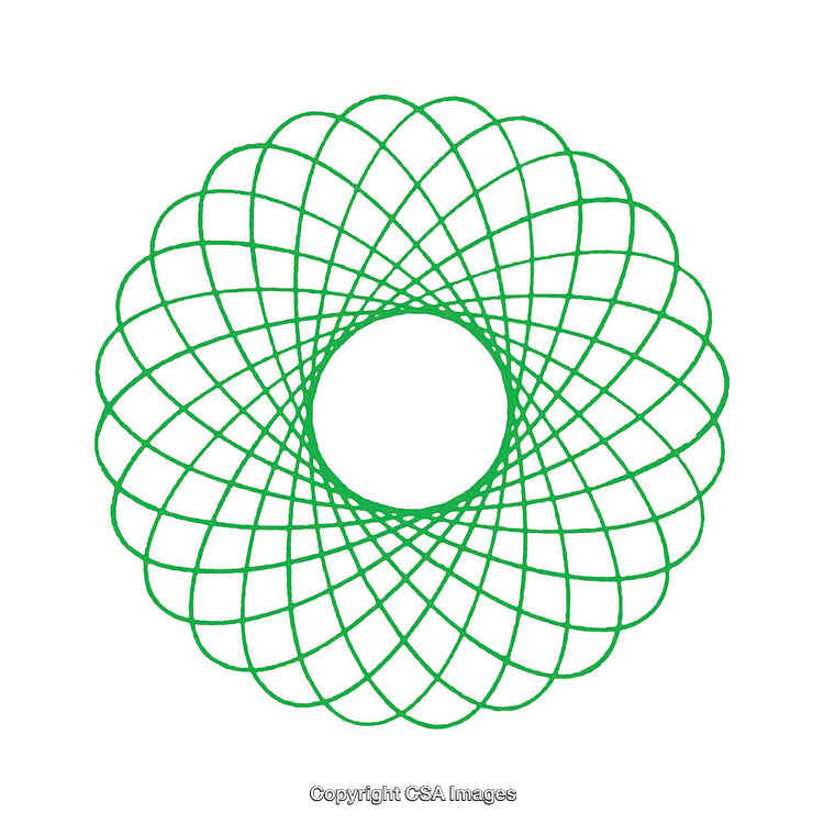 Intricate Green Geometric Symmetrical Pattern on White Background
