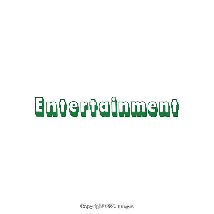 Illustrated Entertainment Text in Green on a White Background