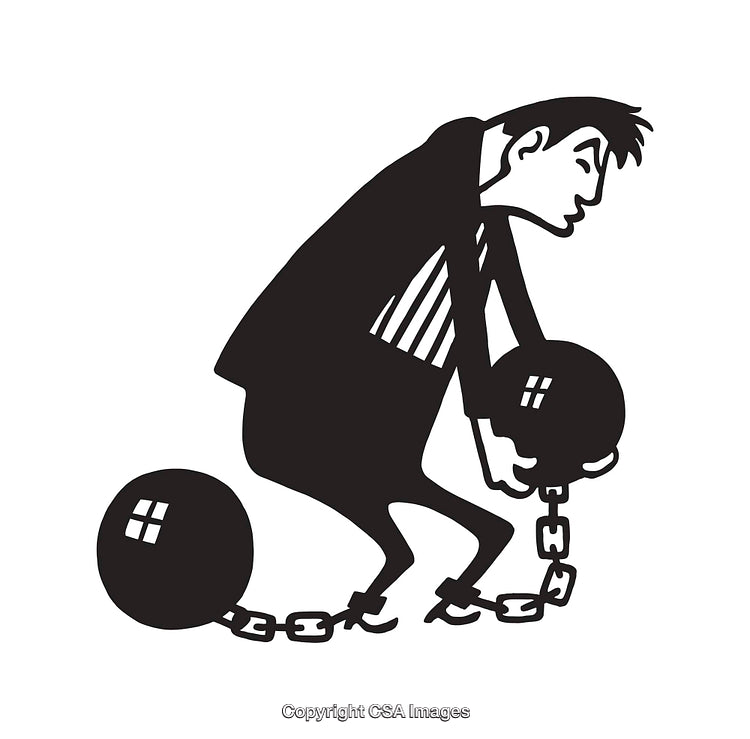 Illustration of a Shackled Person Representing Burden or Constraints