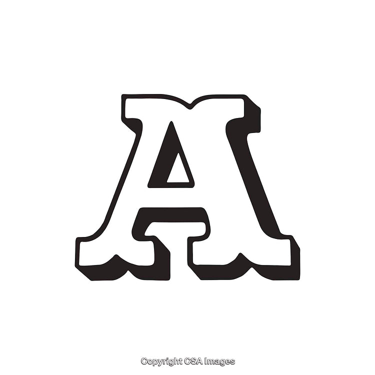 Stylized Black and White Capital Letter A with Bold Shadow Design