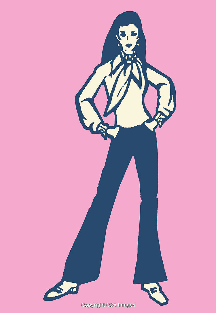 Retro Styled Female Line Art Illustration on Pink Background