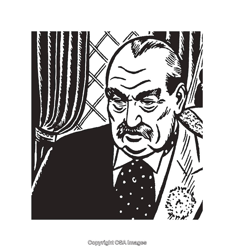 Black and White Line Art of a Distinguished Gentleman Portrait