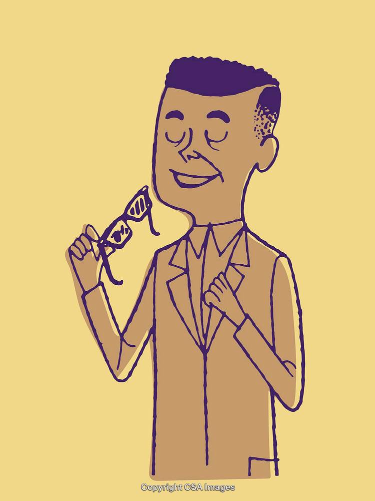 Illustration of a Stylish Man Holding Sunglasses in a Joyful Mood