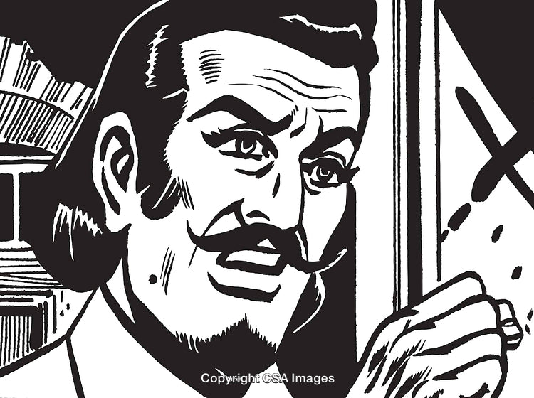 Retro Stylized Illustration of Individual Engaged in Thoughtful Expression
