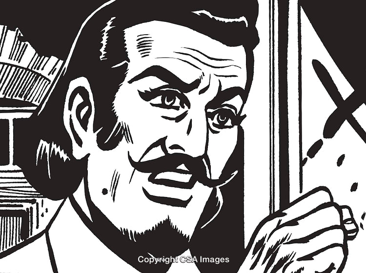 Retro Stylized Illustration of Individual Engaged in Thoughtful Expression